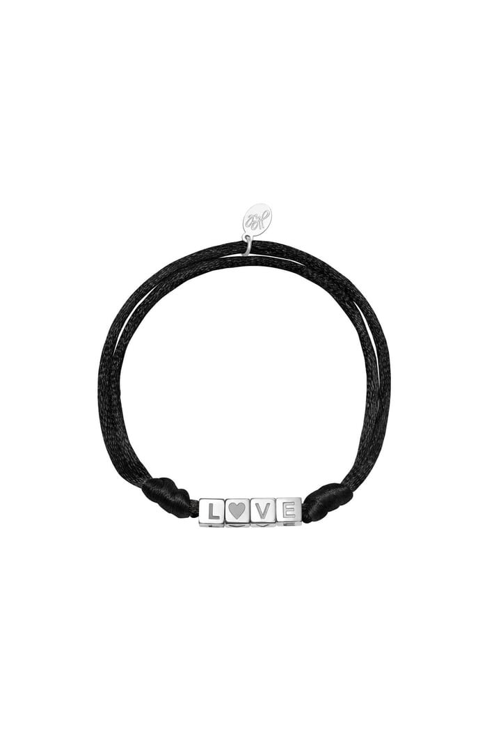 Bracelet Satin Love Black & Silver Color Stainless Steel 