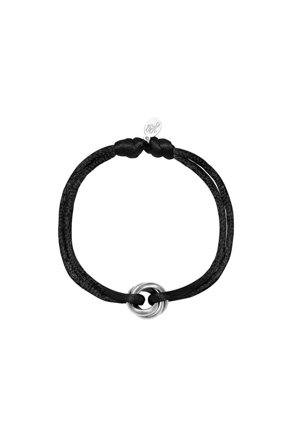 Bracelet Satin Knot Black &amp; Silver Color Stainless Steel 2