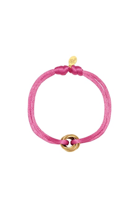 Satin bracelet knot Baby Pink & Gold Color Polyester 2