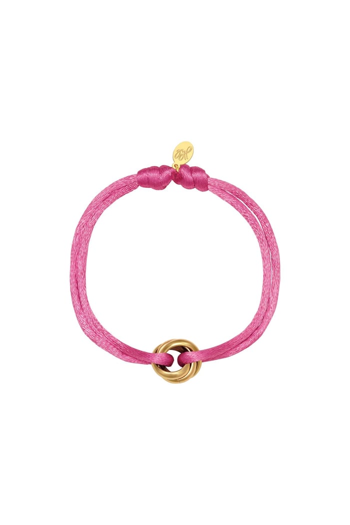 Satin bracelet knot Baby Pink & Gold Color Polyester 