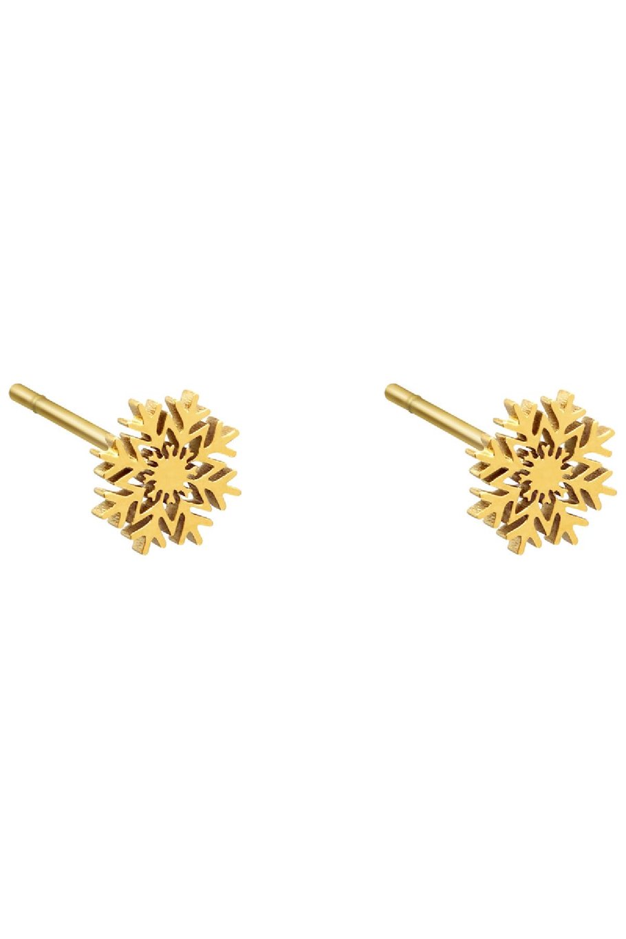 Oorbellen Snowflake Goud kleur Stainless Steel Afbeelding3