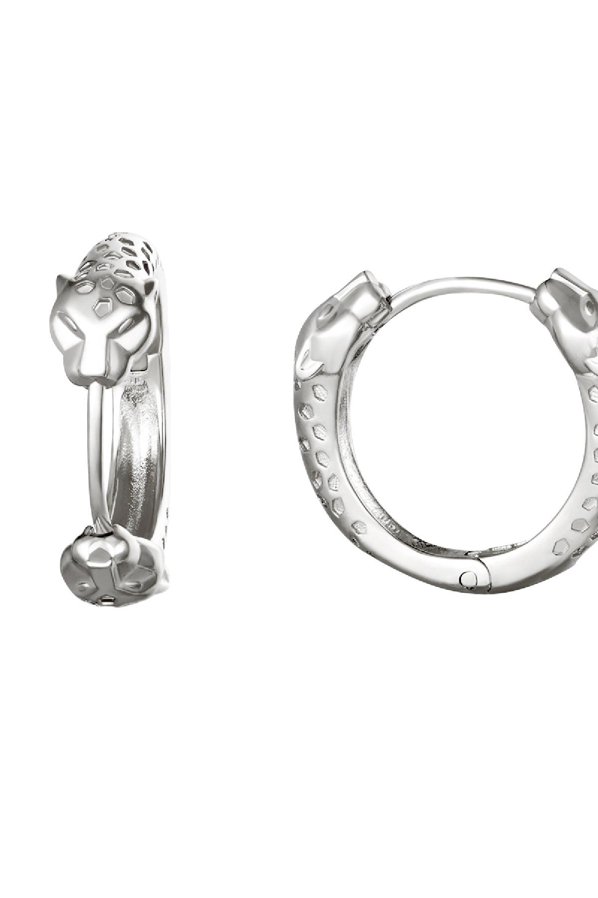Earrings Panther Heads Silver Color Stainless Steel Picture4