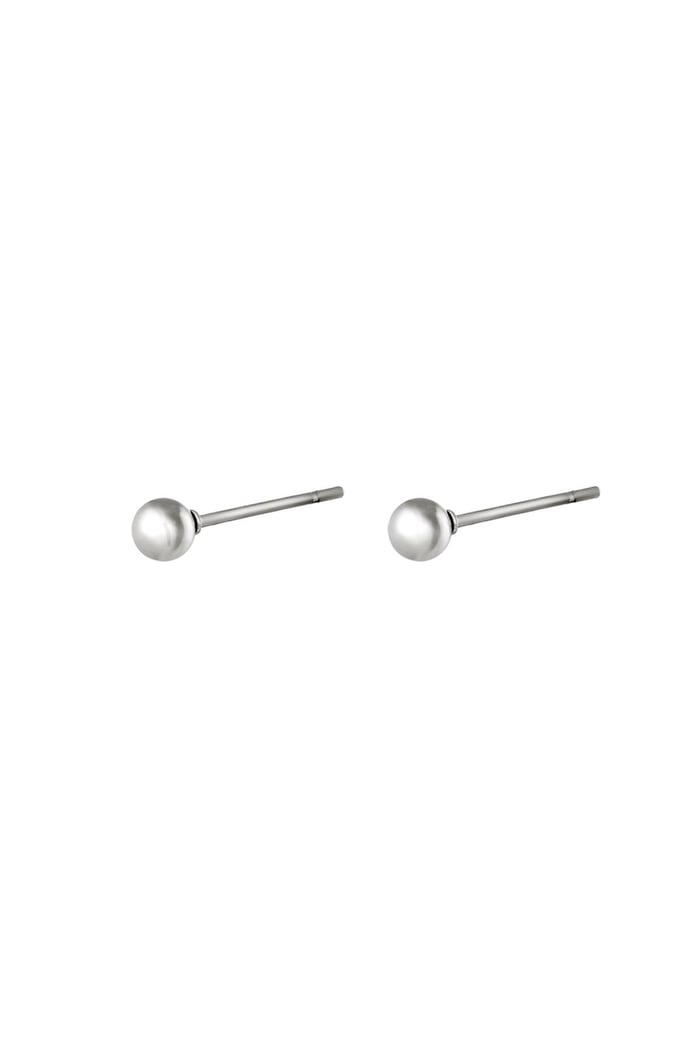 Earrings Midi Dot Silver Color Stainless Steel 