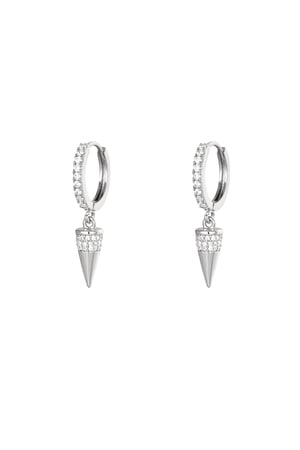 Earrings Diamond Cone Silver Color Copper h5 