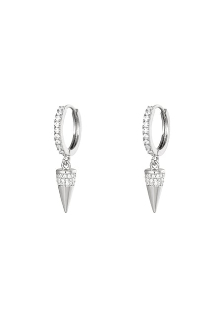 Earrings Diamond Cone Silver Color Copper 2