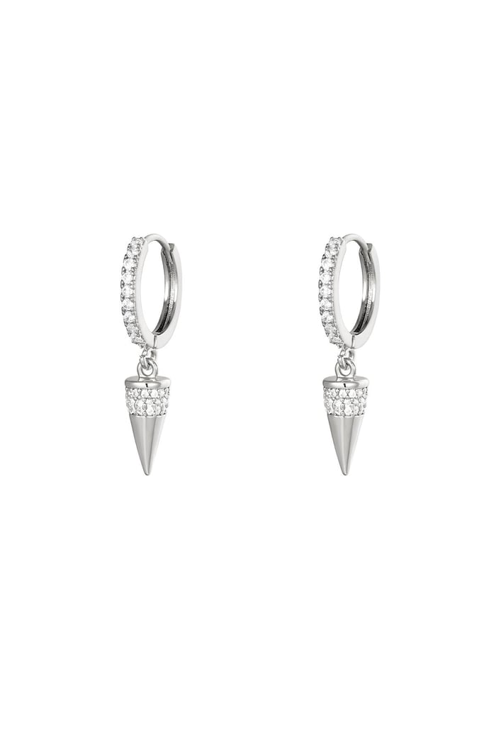 Earrings Diamond Cone Silver Color Copper 