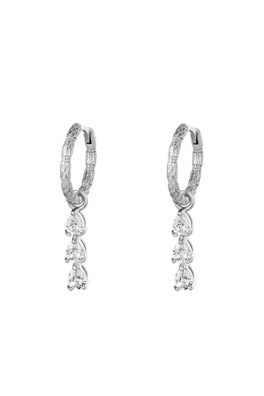 Earrings Diamonds In A Row Gold Color Copper 
