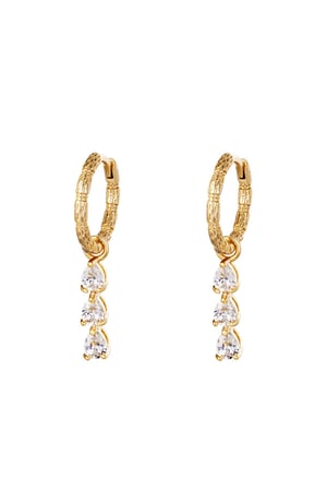 Earrings Diamonds In A Row Gold Color Copper h5 