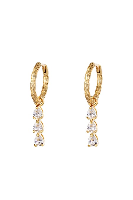 Earrings Diamonds In A Row Gold Color Copper 2