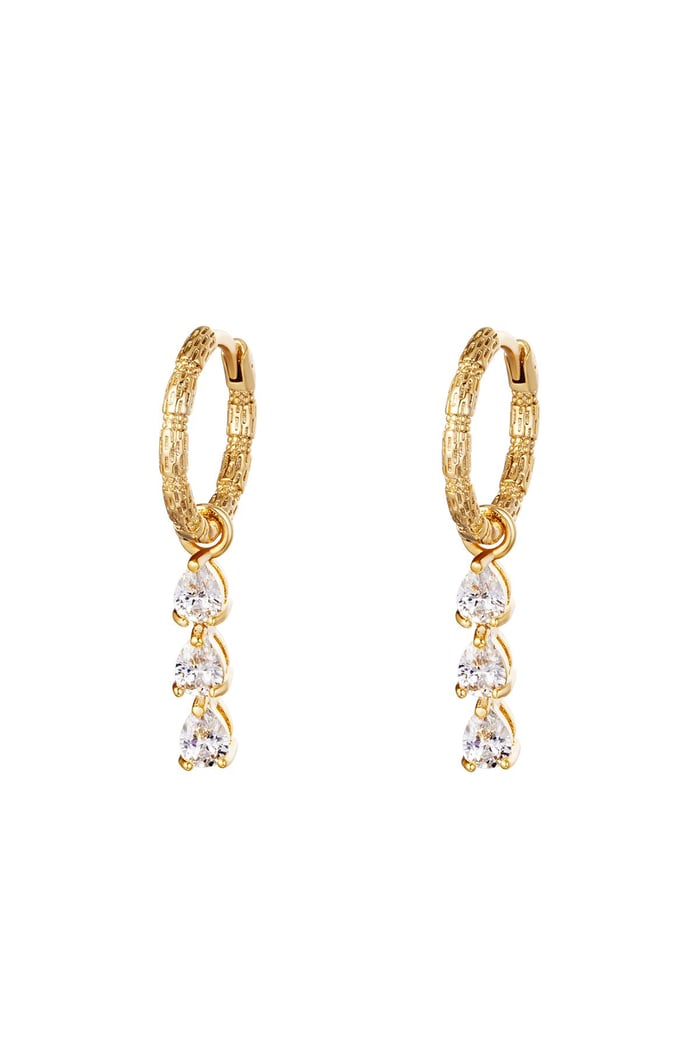 Earrings Diamonds In A Row Gold Color Copper 