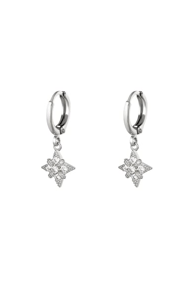 Earrings Diamond Star Silver Color Copper h5 