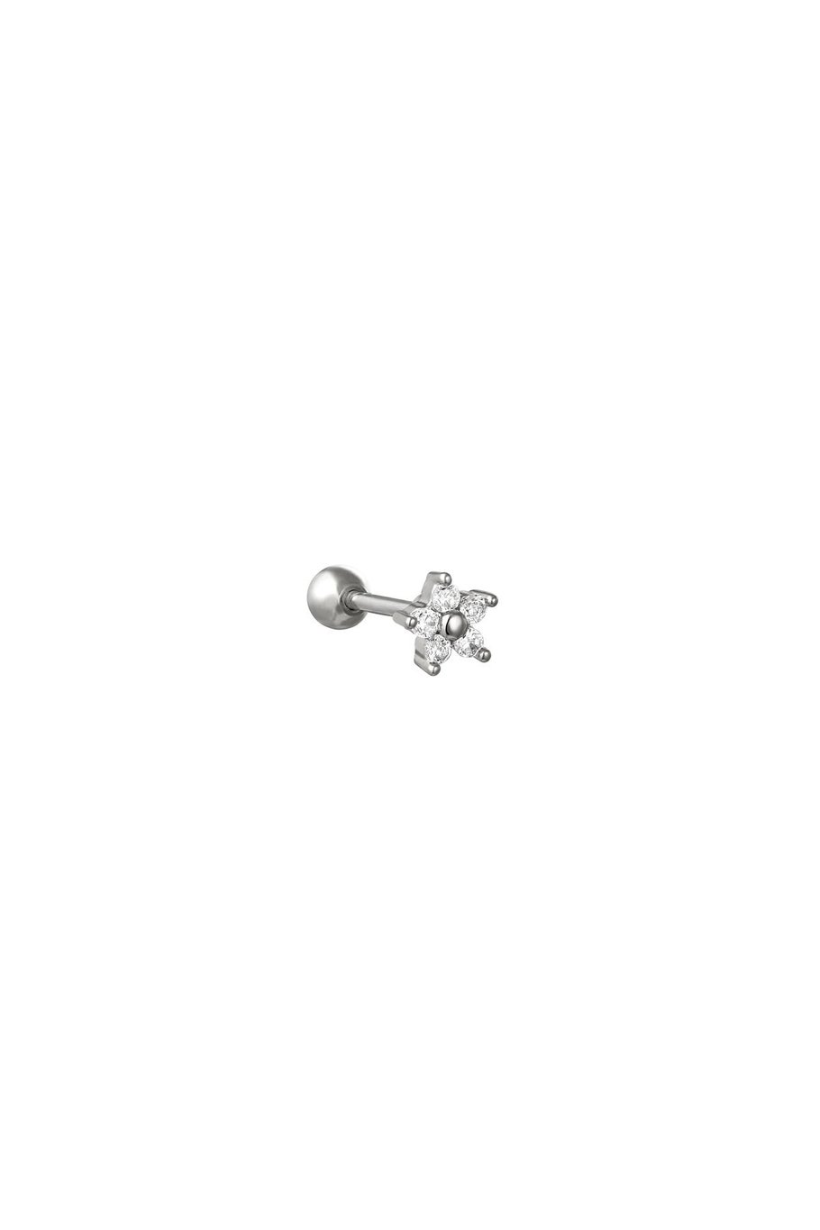 Piercing Tiny Flower Silver Color Copper 