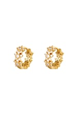 Gold color / Star rhinestone hoop earrings - copper 