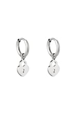 Silver color / Earrings Locked Heart Silver Color Stainless Steel 