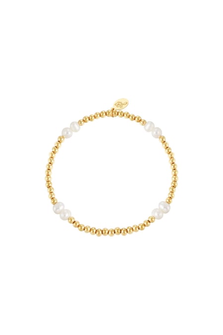 Bracelet pearl mix Gold Color Stainless Steel 2