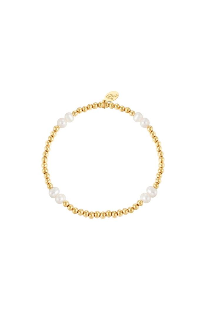 Bracelet pearl mix Gold Color Stainless Steel 