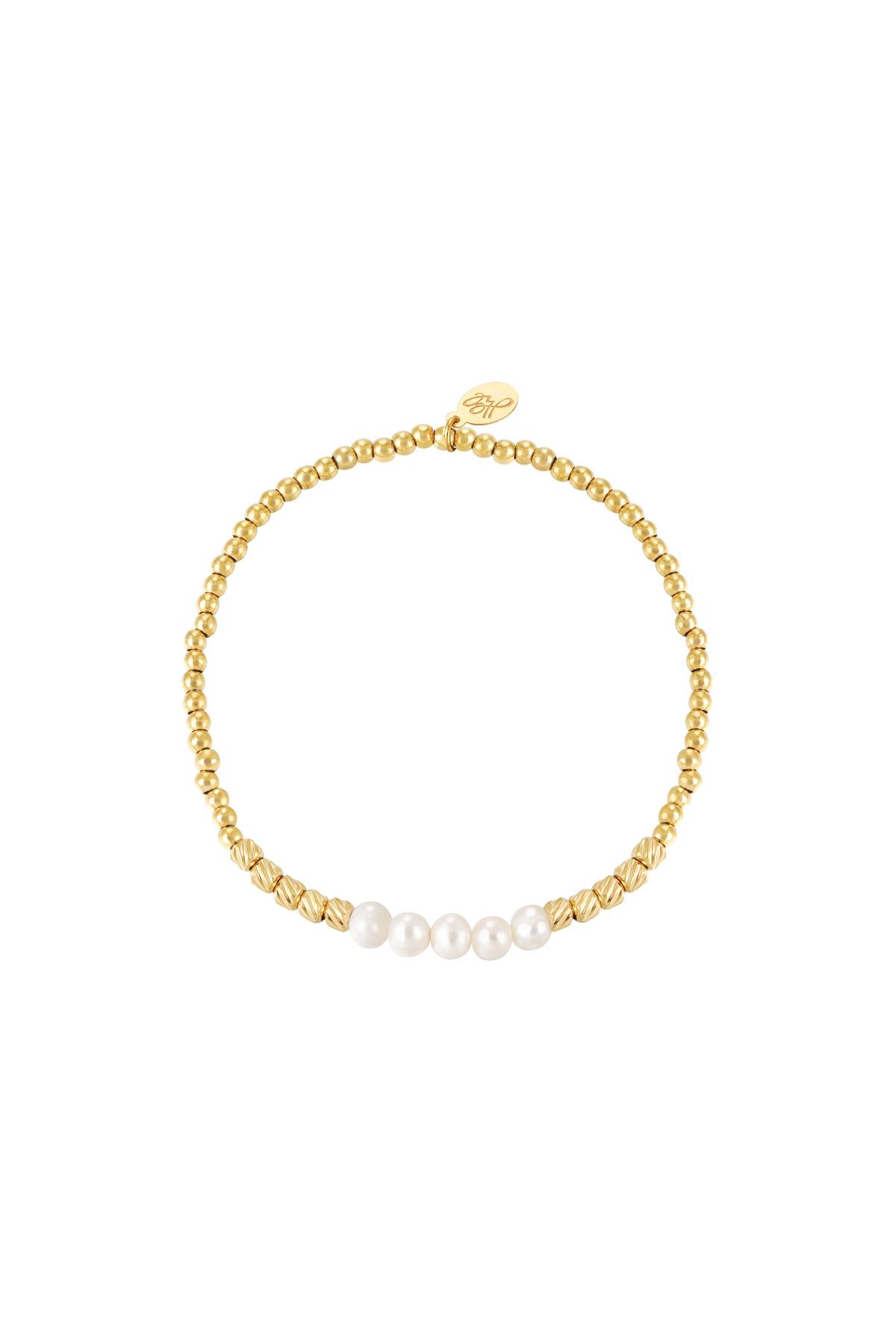 Bracelet Pearl Beads  Gold Color Stainless Steel 