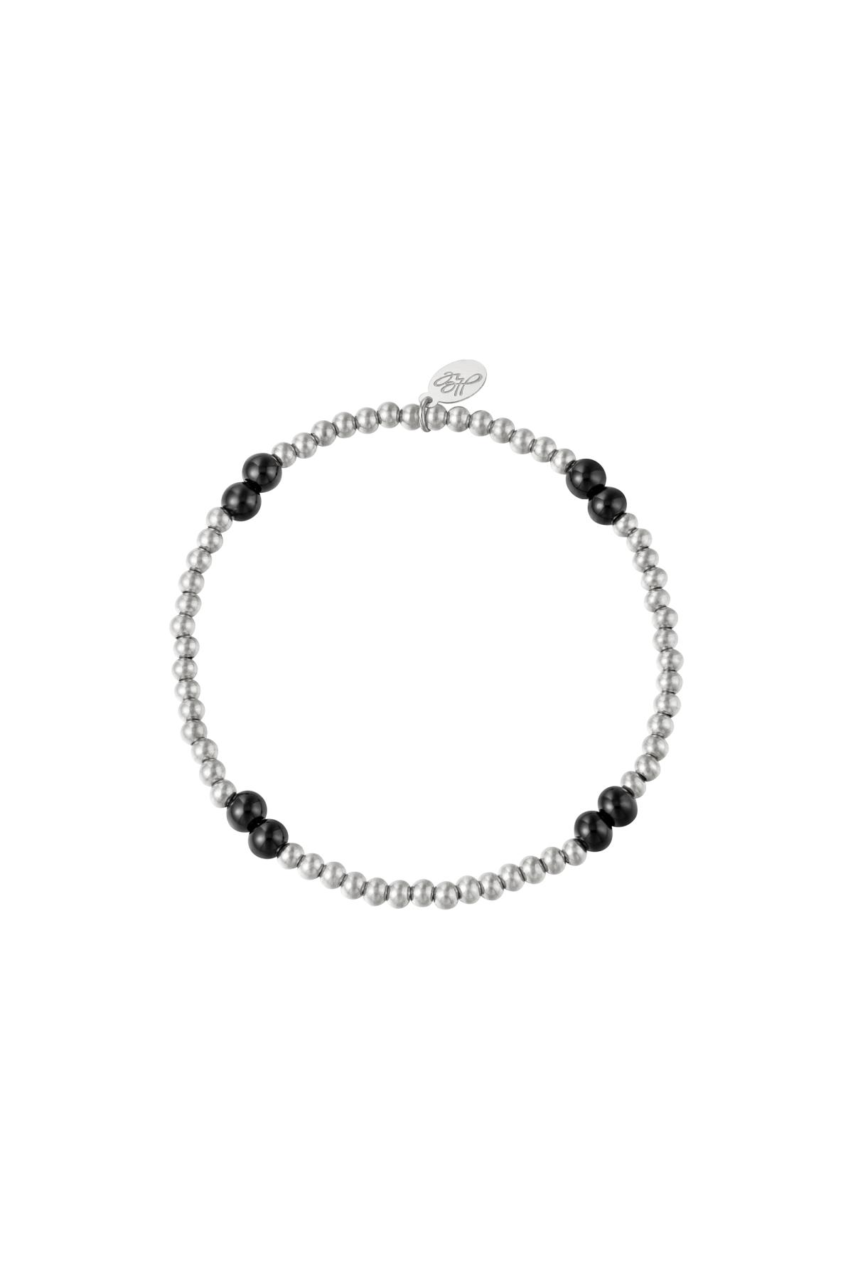 Bracelet Black Pearl Silver Color Stainless Steel