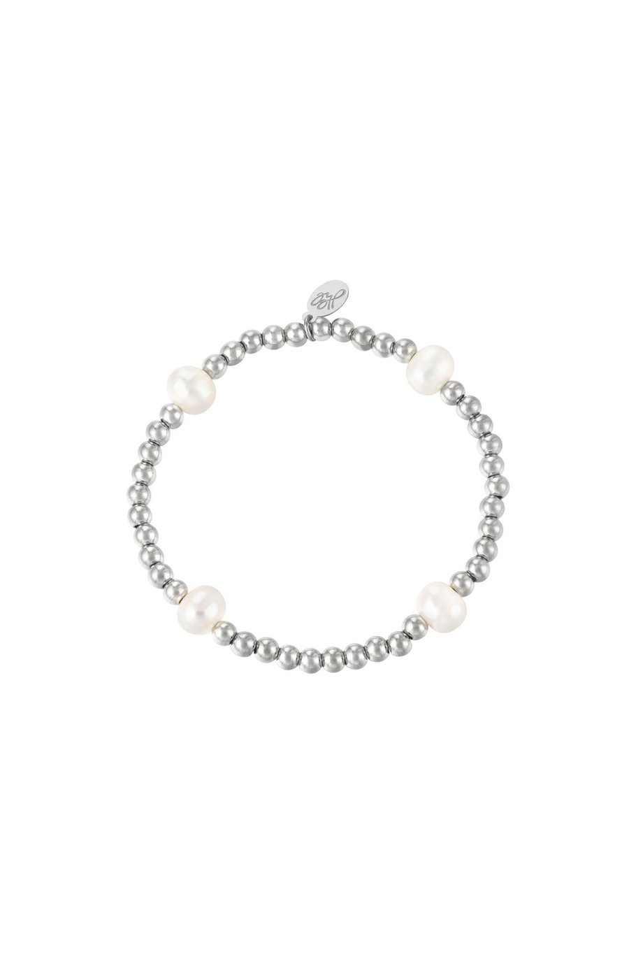 Bracelet big pearl mix Gold Color Stainless Steel 