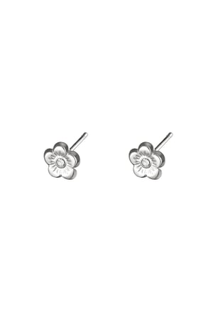 Earrings Flower Silver Color Stainless Steel h5 