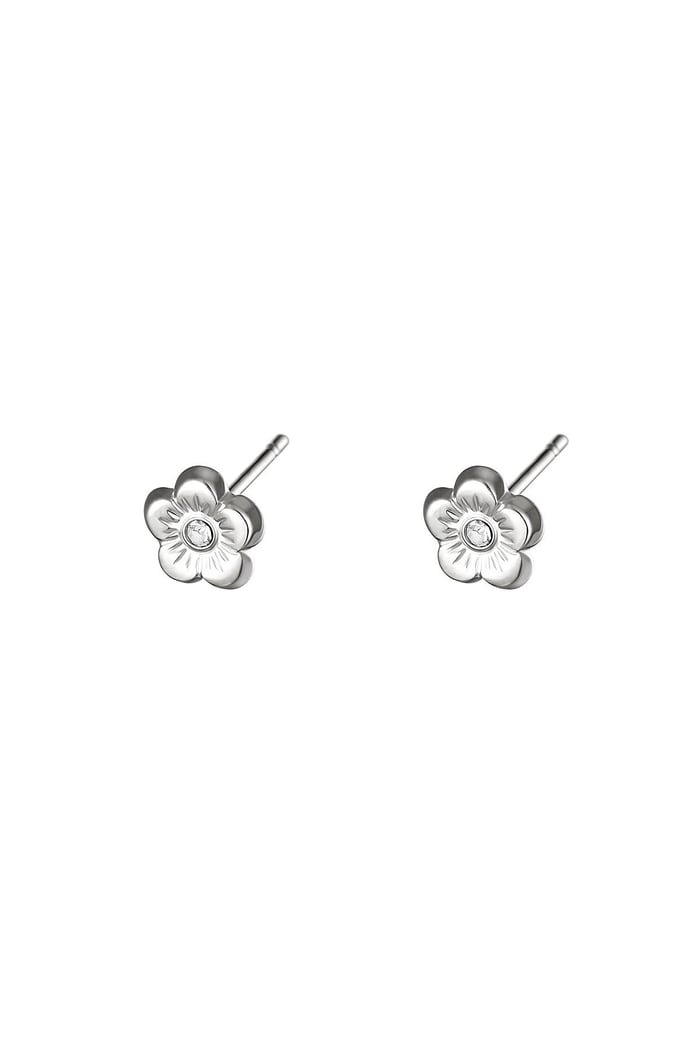 Earrings Flower Silver Color Stainless Steel 