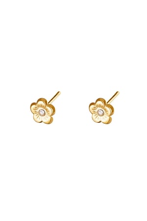 Earrings Flower Gold Color Stainless Steel h5 