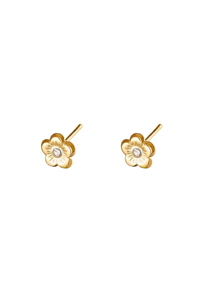 Earrings Flower Gold Color Stainless Steel 