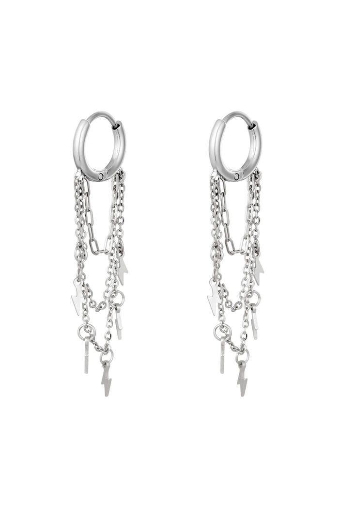 Earrings Thunder Silver Color Stainless Steel 