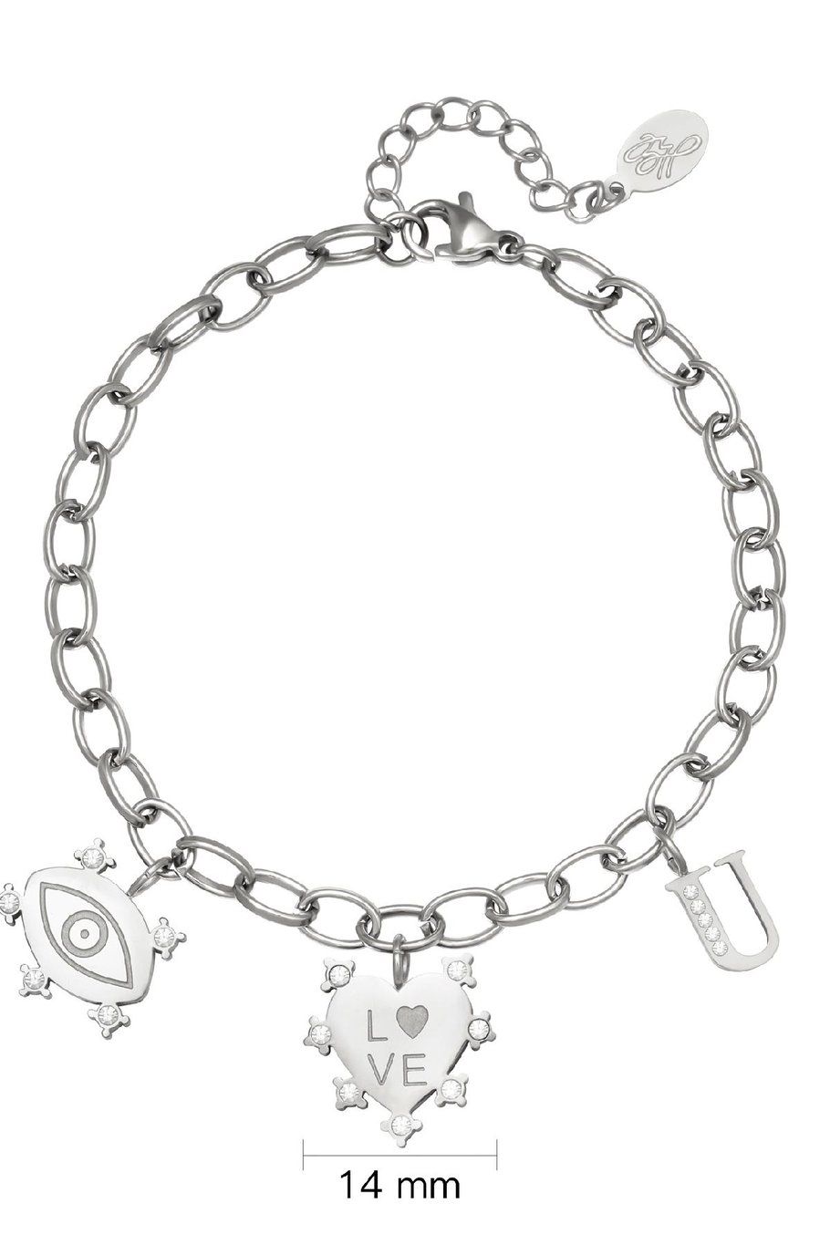 Bracelet Eye-Love-You Chunky Argenté Acier inoxydable Image4