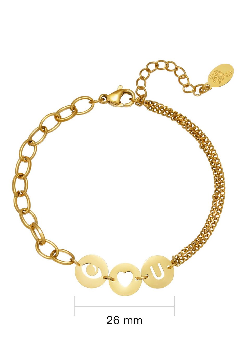Armband Eye Heart You Goud kleur Stainless Steel Afbeelding3