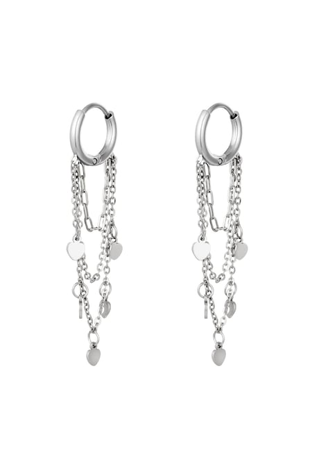 Earrings Hanging Hearts Silver Color Stainless Steel 2