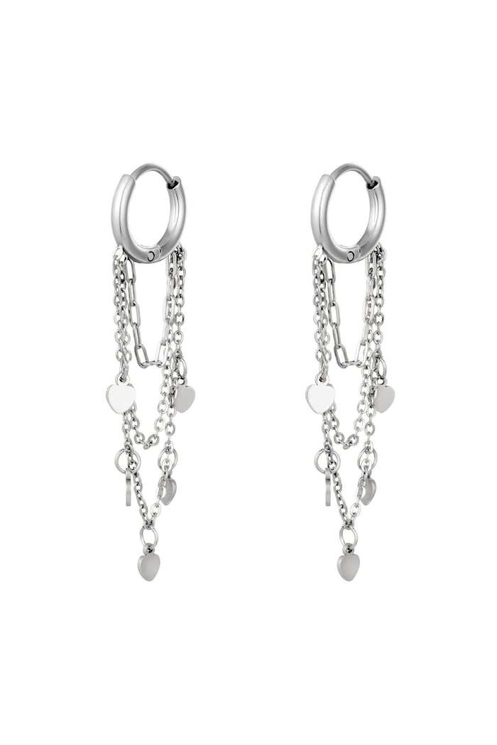 Ohrringe Hanging Hearts Silber Edelstahl 