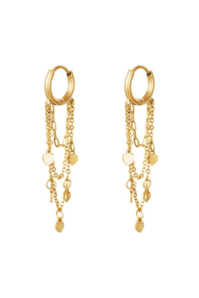 Earrings Hanging Hearts Gold Color Stainless Steel h5 