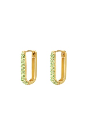 Earrings Shimmer Spark	Large Green & Gold Color Stainless Steel h5 