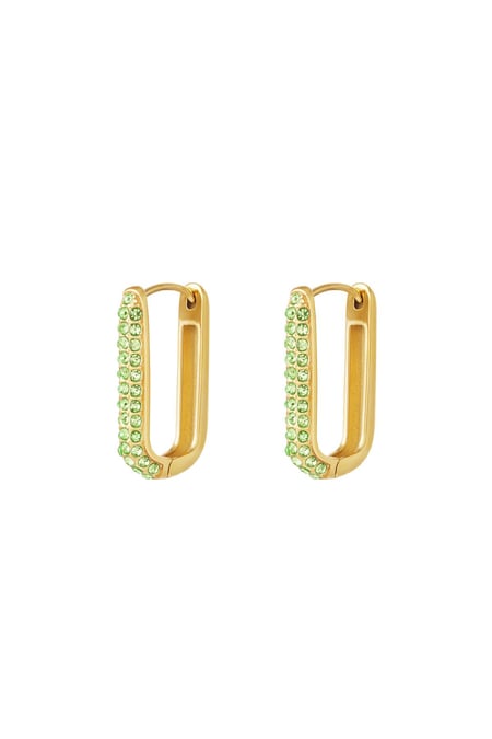 Pendientes Shimmer Spark Large Verde & Color dorado Acero inoxidable