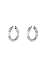 Silver color / Stainless steel twisted hoop earrings Silver color 