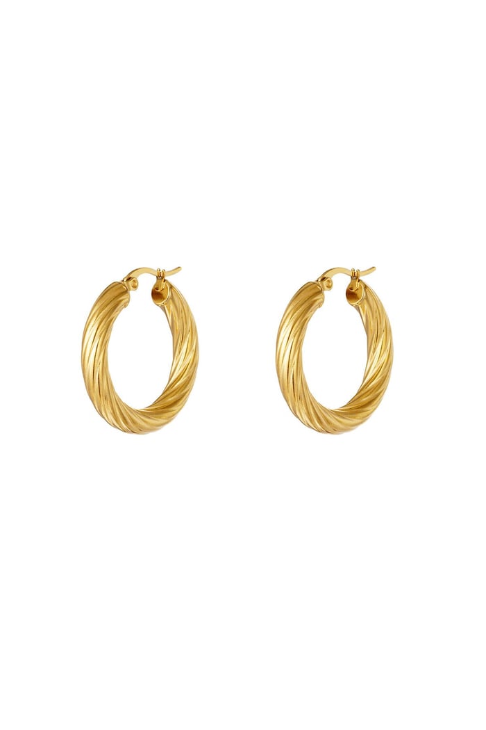 Stainless steel twisted hoop earrings Gold color 