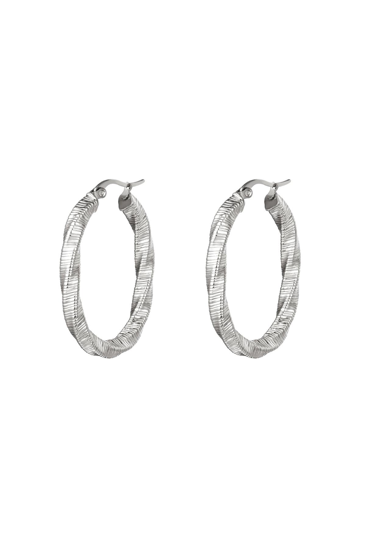 Earrings twisted oval hoops Silver Color Stainless Steel