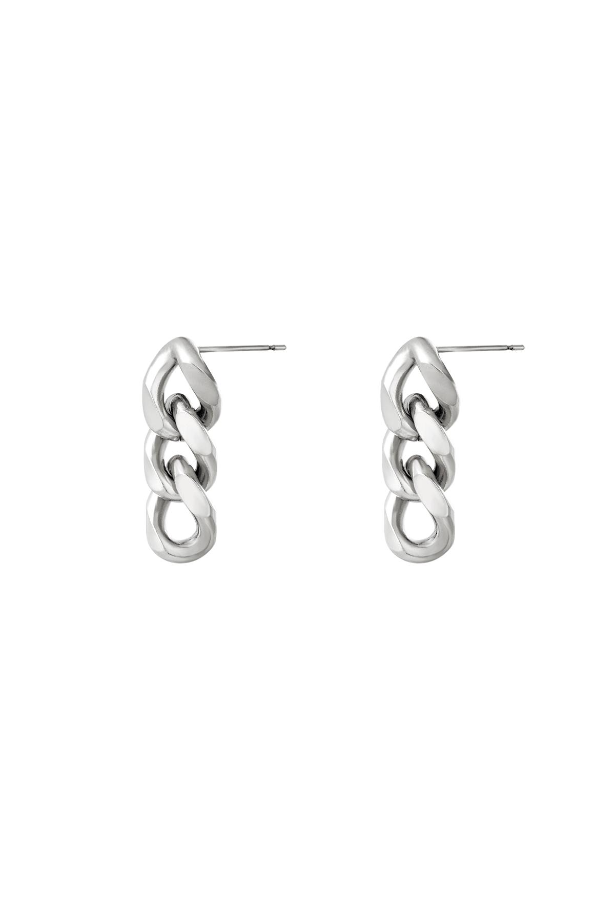 Earrings triple chain Silver Color Stainless Steel 
