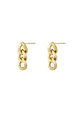 Gold color / Earrings triple chain Gold Color Stainless Steel 