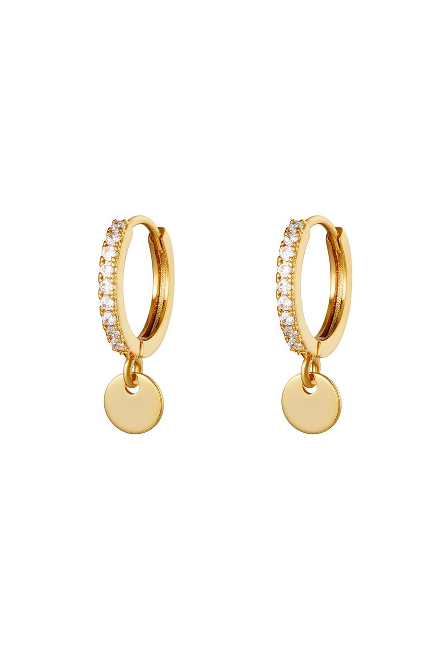 Earrings Diamond Coin Gold Color Copper 