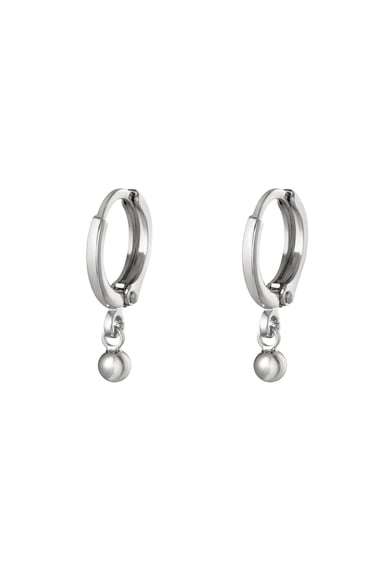 Earrings Plain Dot Silver Color Copper h5 