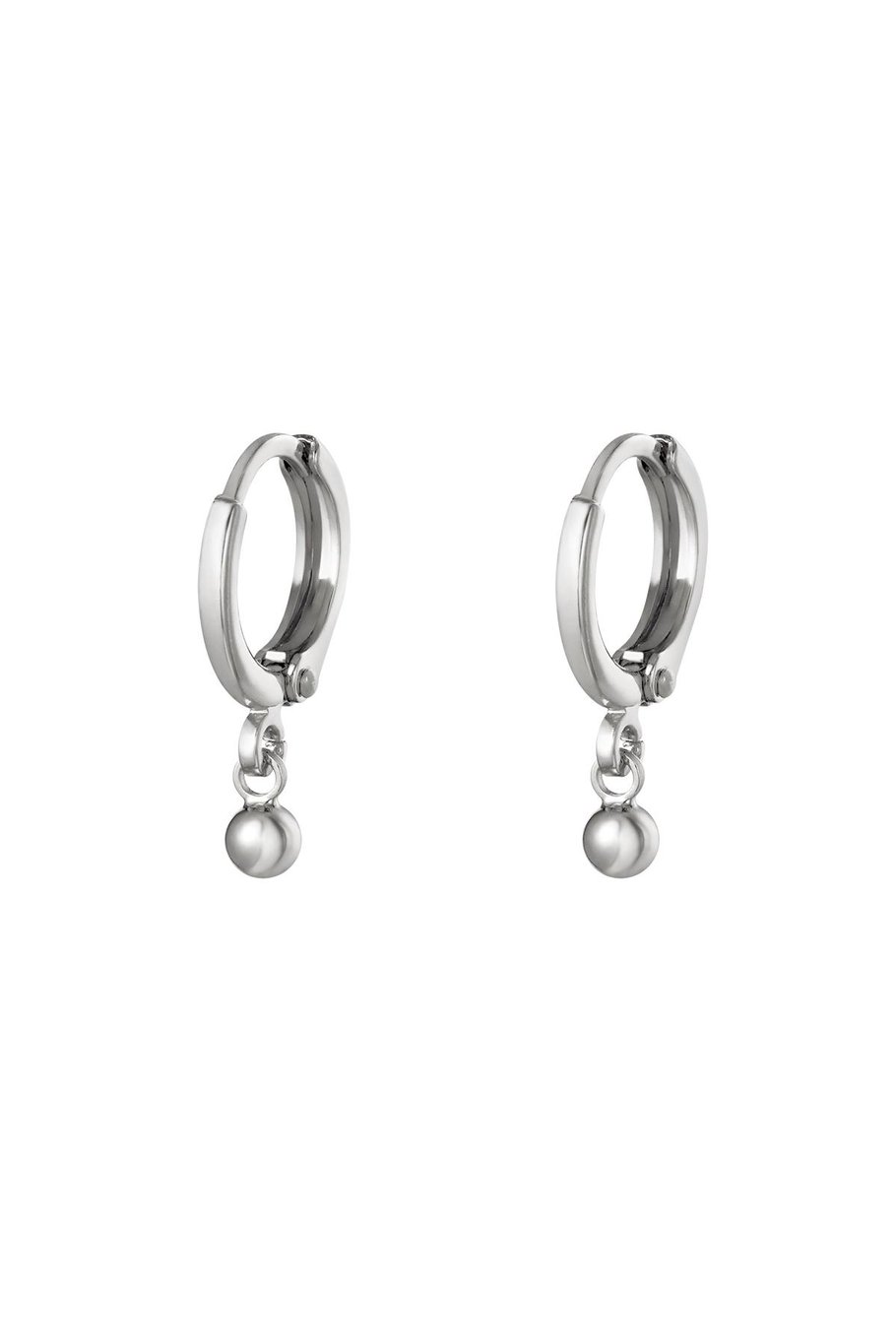 Earrings Plain Dot Silver Color Copper 