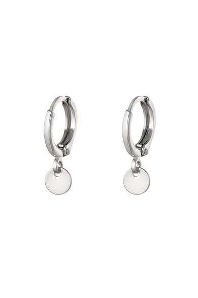 Earrings Plain Coin Silver Color Copper h5 