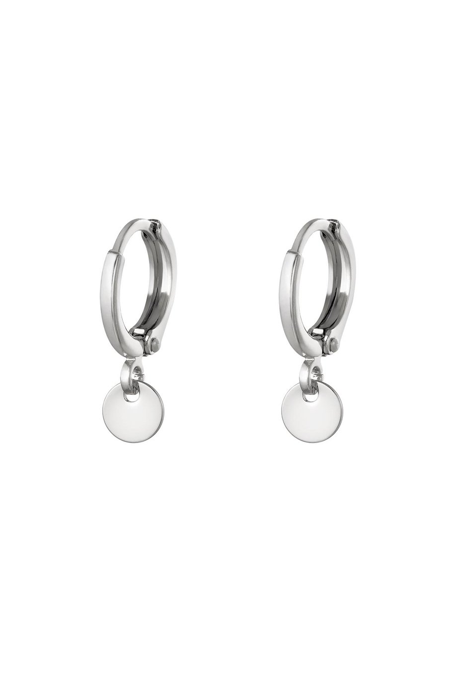 Earrings Plain Coin Silver Color Copper 