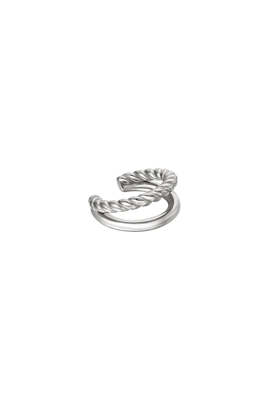 Double earcuff rope & smooth Gold Color Stainless Steel 