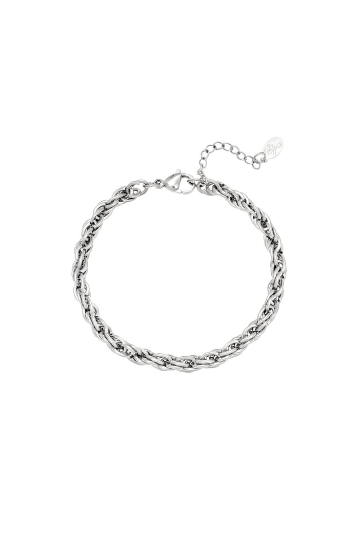 Bracelet Twisted Chain Silver Color Stainless Steel 