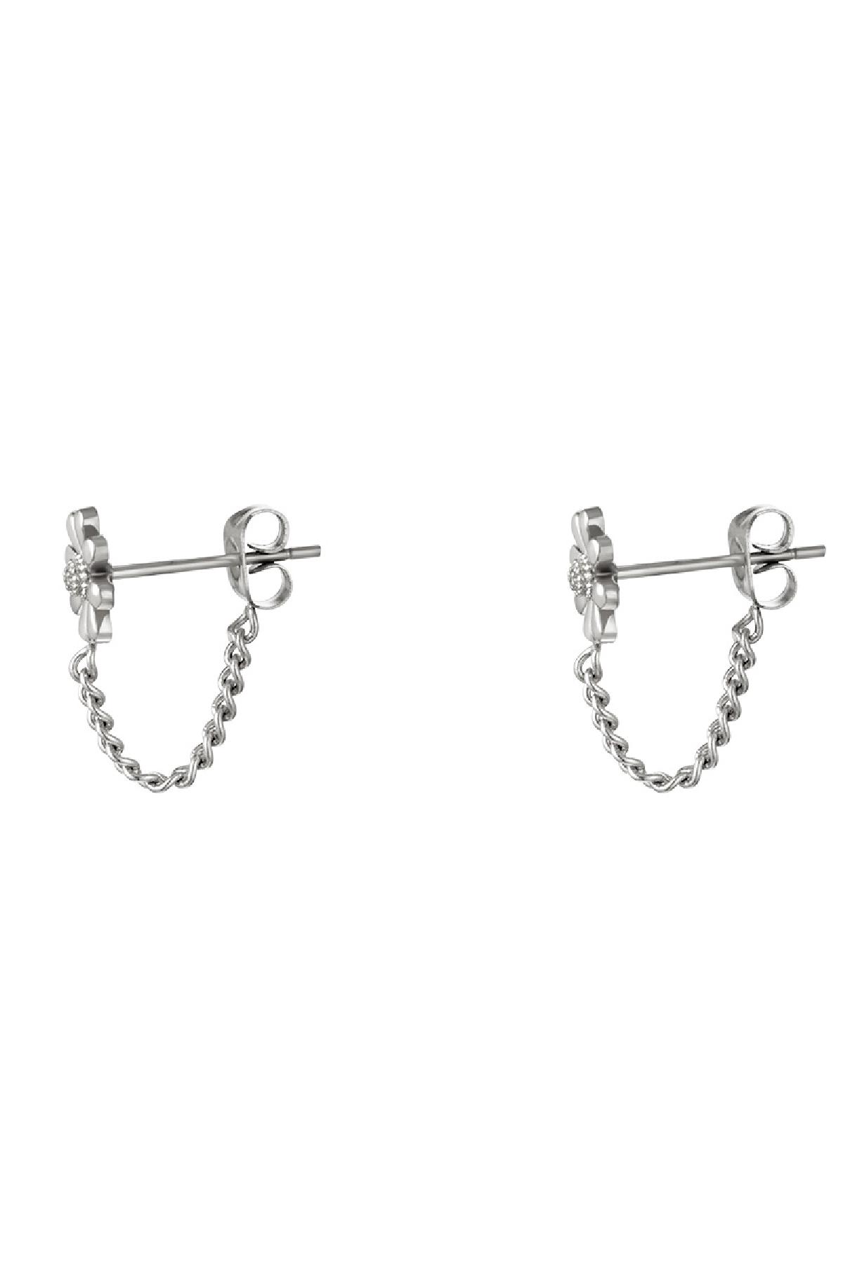 Ear stud flower Silver Color Stainless Steel h5Picture4