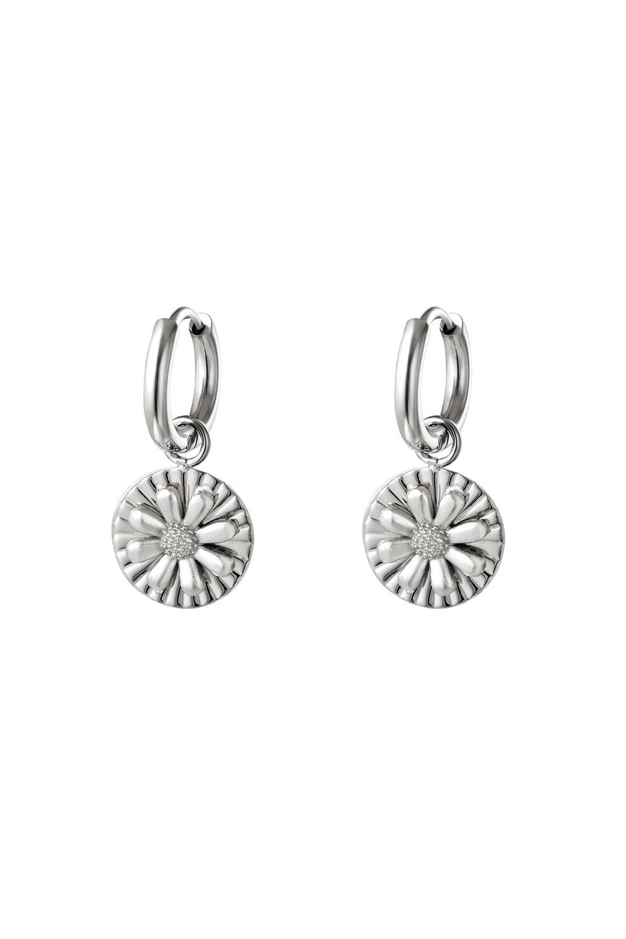 Orecchino con ciondolo a margherita Silver Color Stainless Steel 