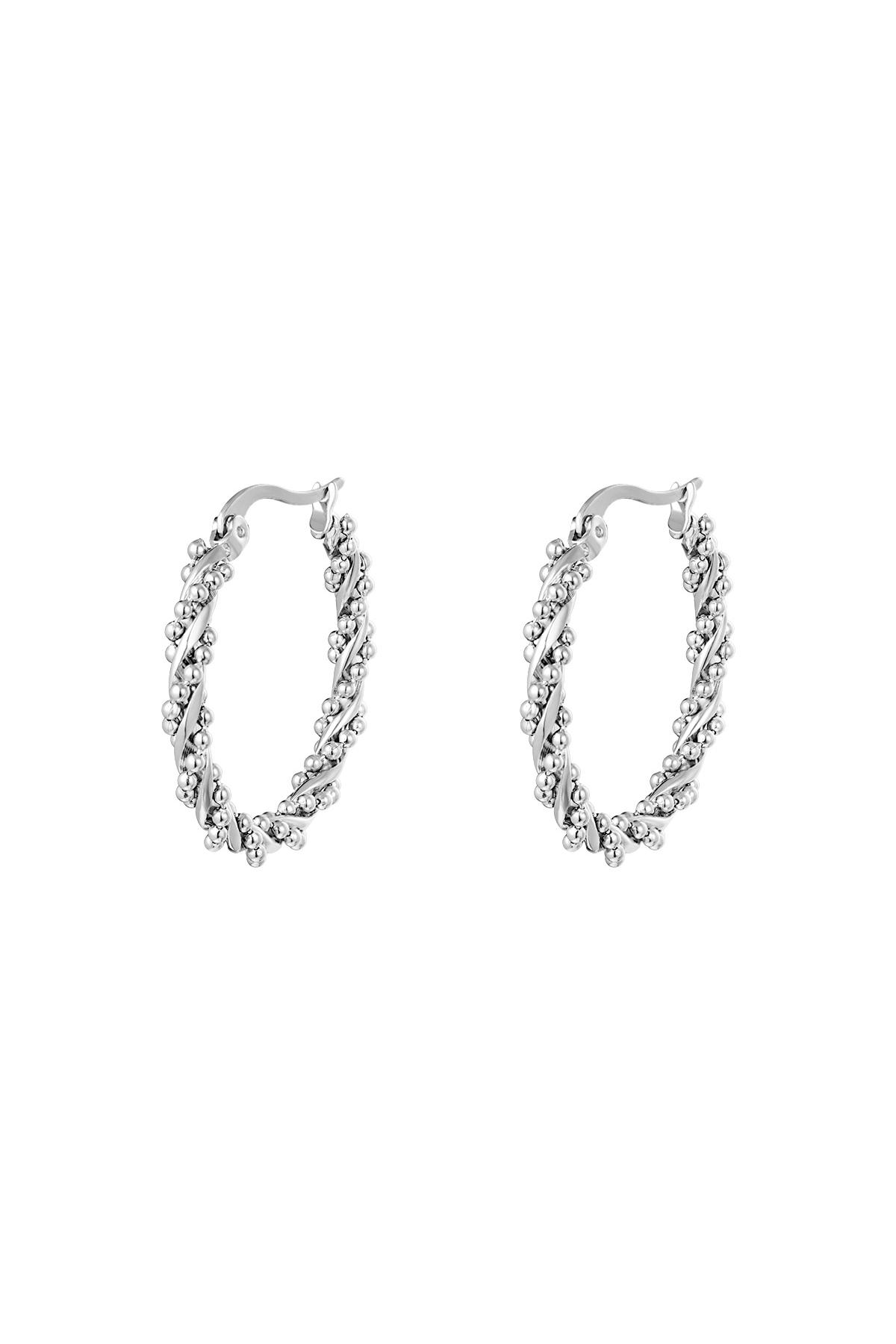 Stainless Steel Twisted Hoop Earrings Silver color